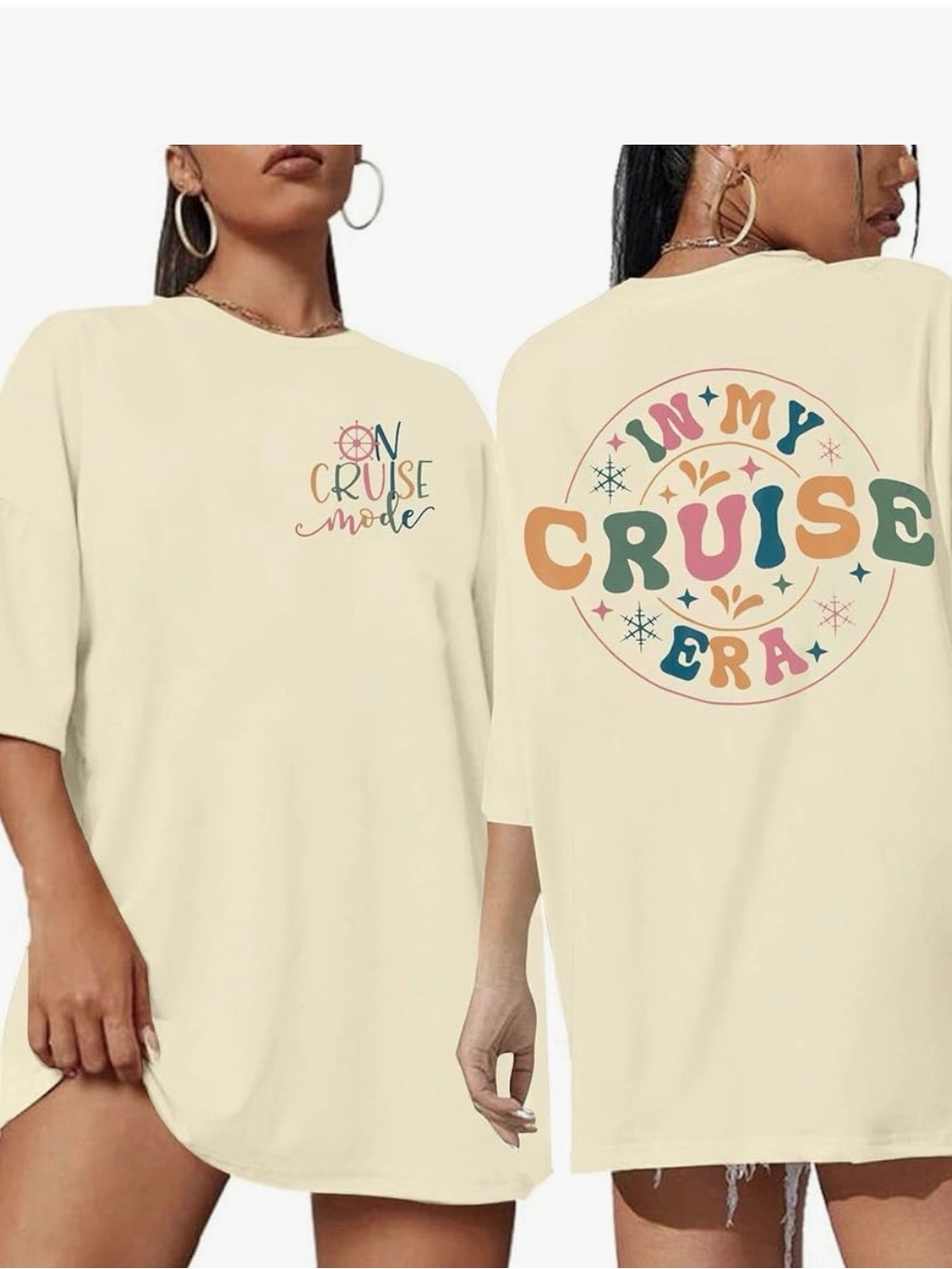 On Cruise Mode Vacation Travel Women’s Graphic Tee T-Shirt - Apricot Medium